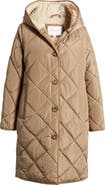 Lucky Brand Cozy Diamond Quilted Faux Shearling Lined Coat