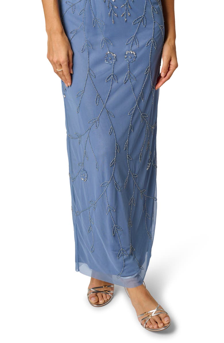 Adrianna Papell Beaded Mesh Blouson Gown, Alternate, color,