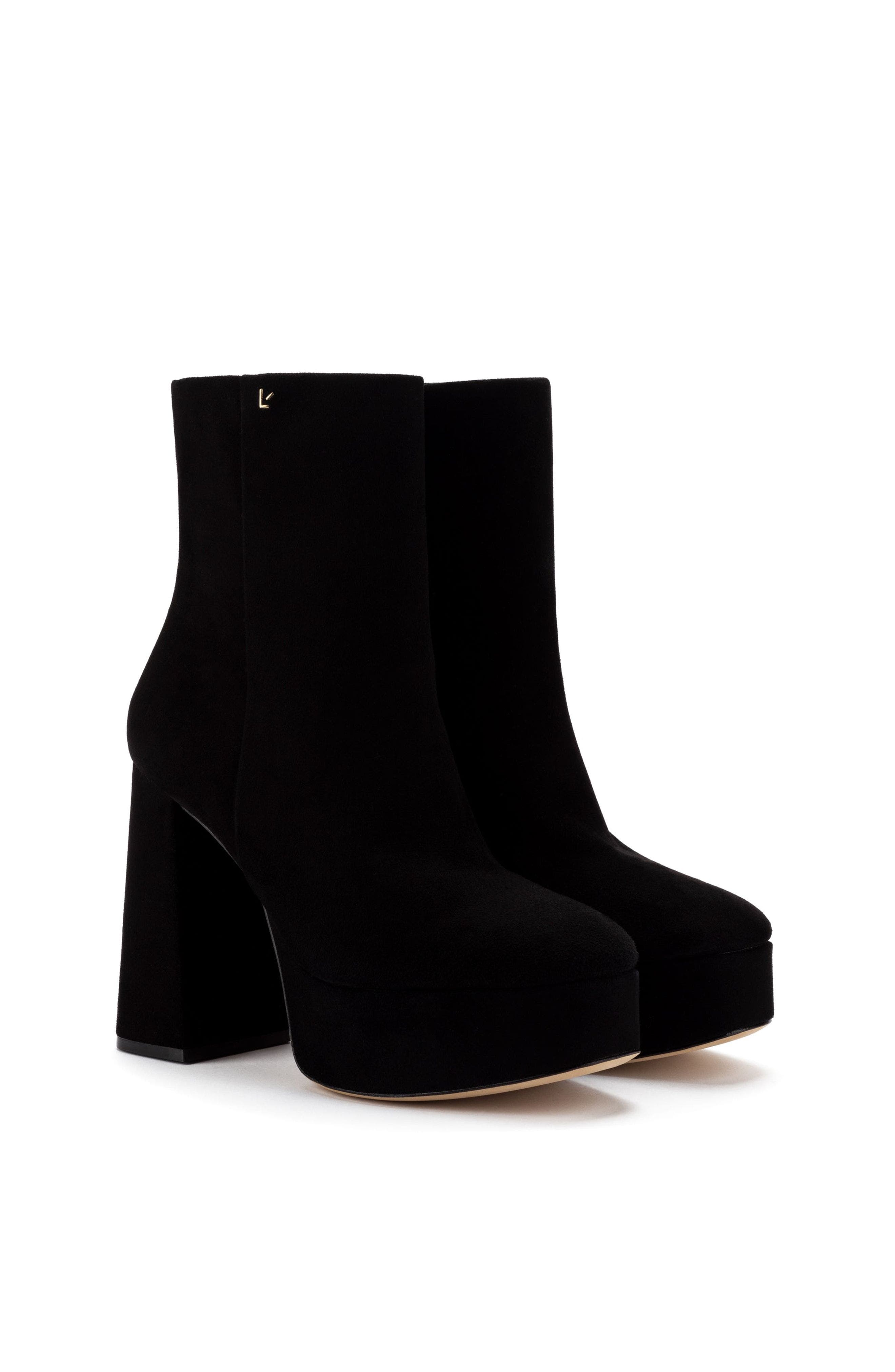 Larroudé Dolly Boot In Black Suede, Alternate, color, 