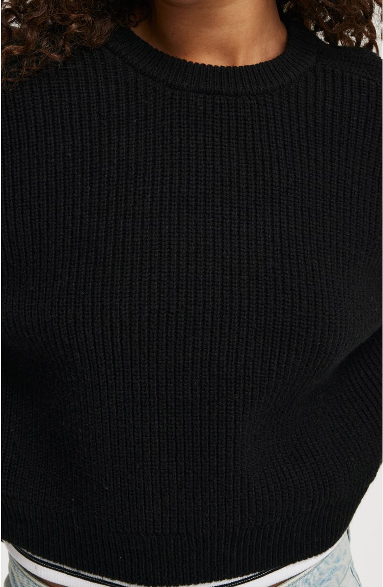 Cotton On Rib Crop Crew Neck Sweater, Alternate, color,