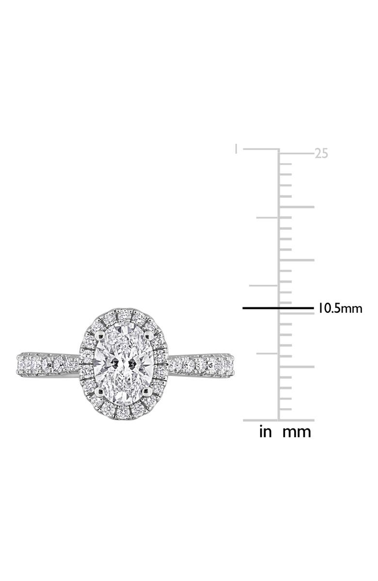 Created Forever Sterling Silver Oval Lab Grown Diamond Halo Engagement Ring, Alternate, color, Silver