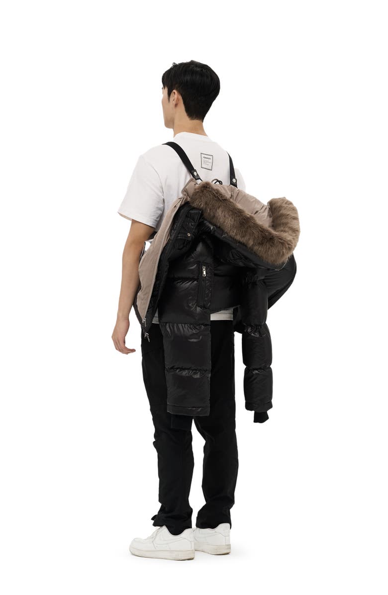 AlphaStyle Kudu Detachable Double Hood Puffer, Alternate, color, Black