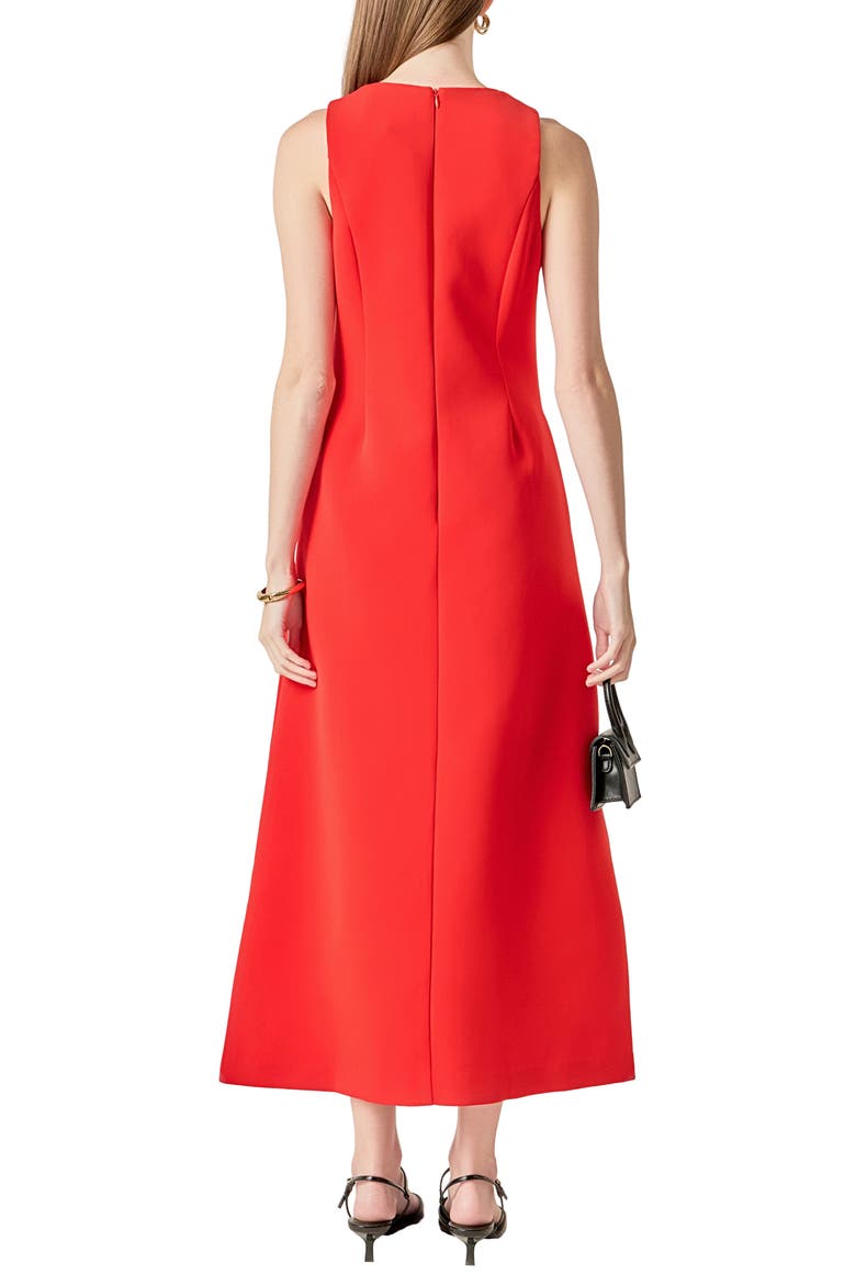 Bow Embellished Sleeveless A-Line Dress, Alternate, color, RED