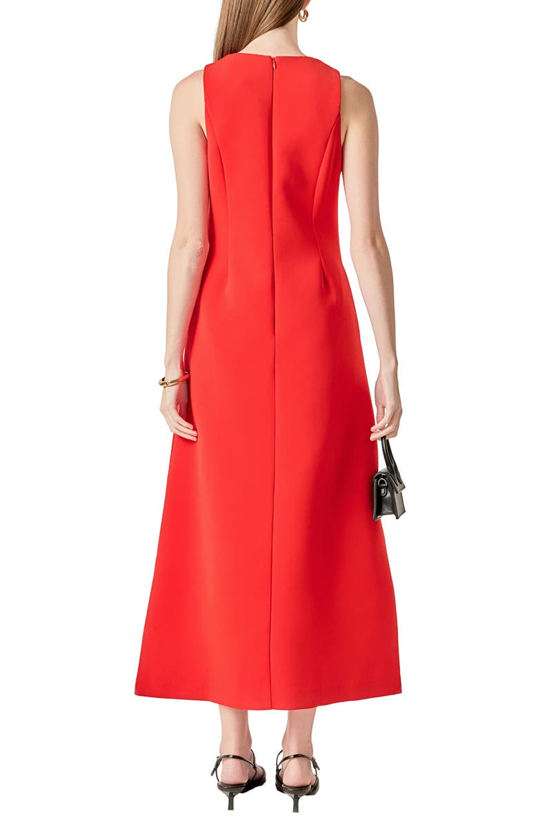 English Factory Bow Embellished Sleeveless A-Line Dress, Alternate, color, Red