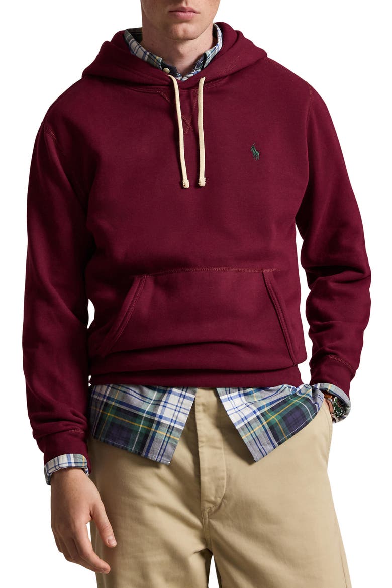 Pony Logo Fleece Hoodie, Main, color, RED