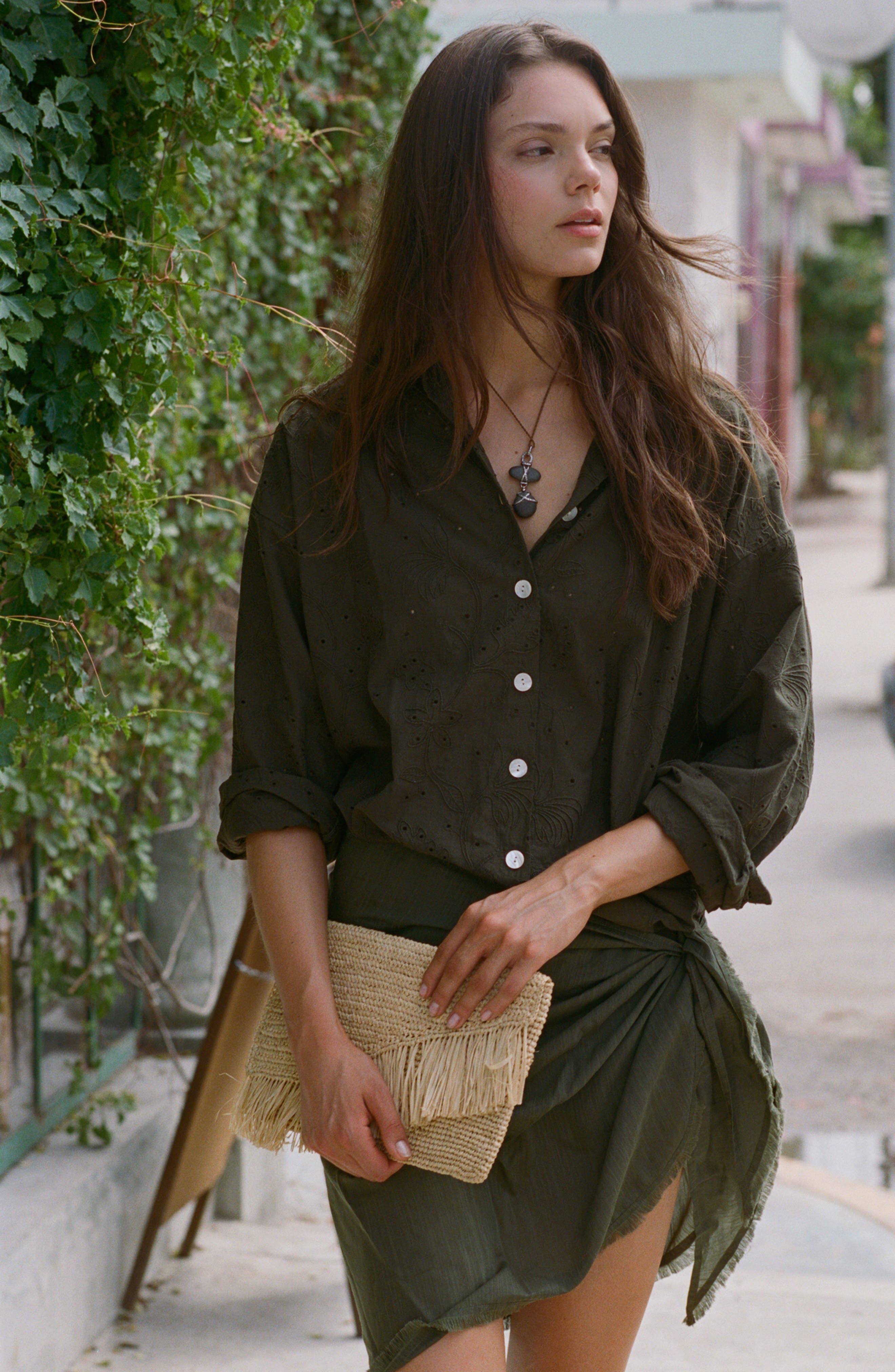 Vitamin A<sup>®</sup> Paloma Raffia Clutch, Alternate, color, Natural