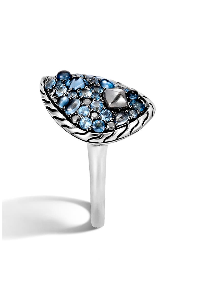 Classic Chain Small Stone Ring, Alternate, color, SILVER/ BLUE TOPAZ