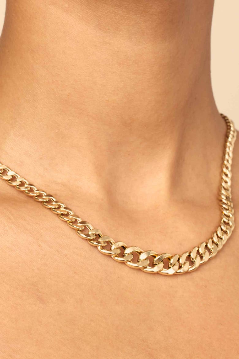 14K Yellow Gold Carmine Curb Graduated Necklace, Alternate, color, Yellow Gold
