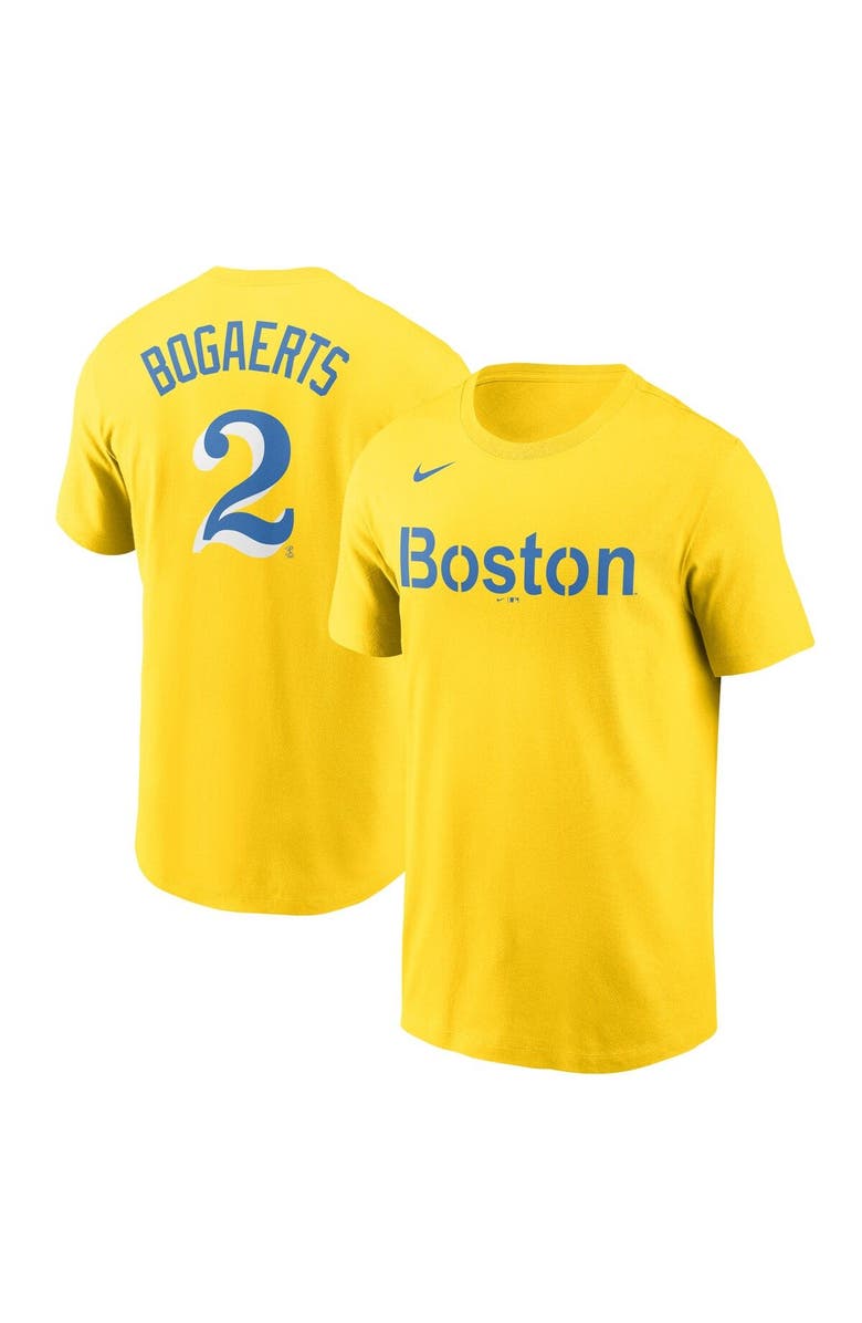 Nike Men's Nike Xander Bogaerts Gold Boston Red Sox City Connect Name & Number T-Shirt, Alternate, color, Gold