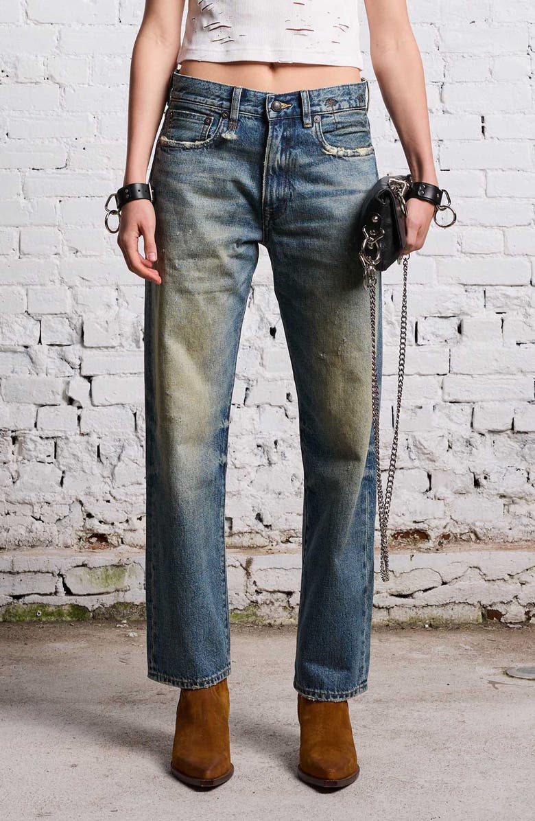R13 High Waist Ankle Boyfriend Jeans, Alternate, color, Clinton Blue