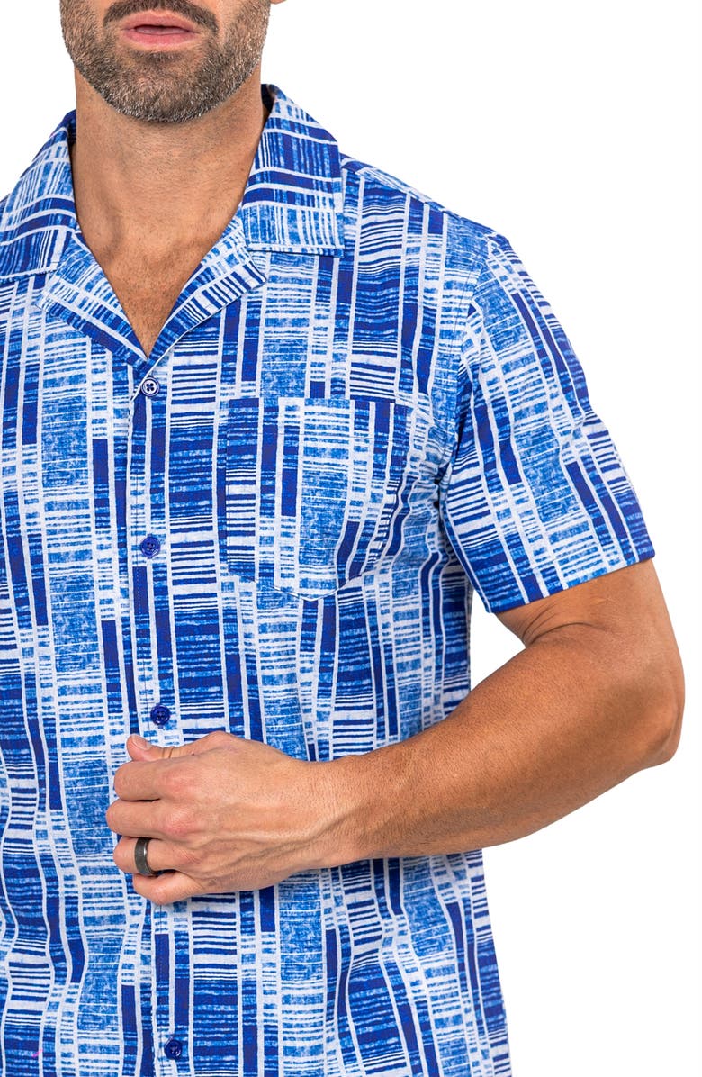 Maceoo Marthy Blue Camp Shirt, Alternate, color, 