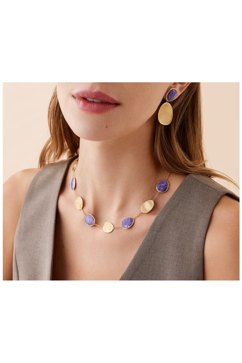 Lunaria Charoite Station Necklace, Alternate, color, GOLD
