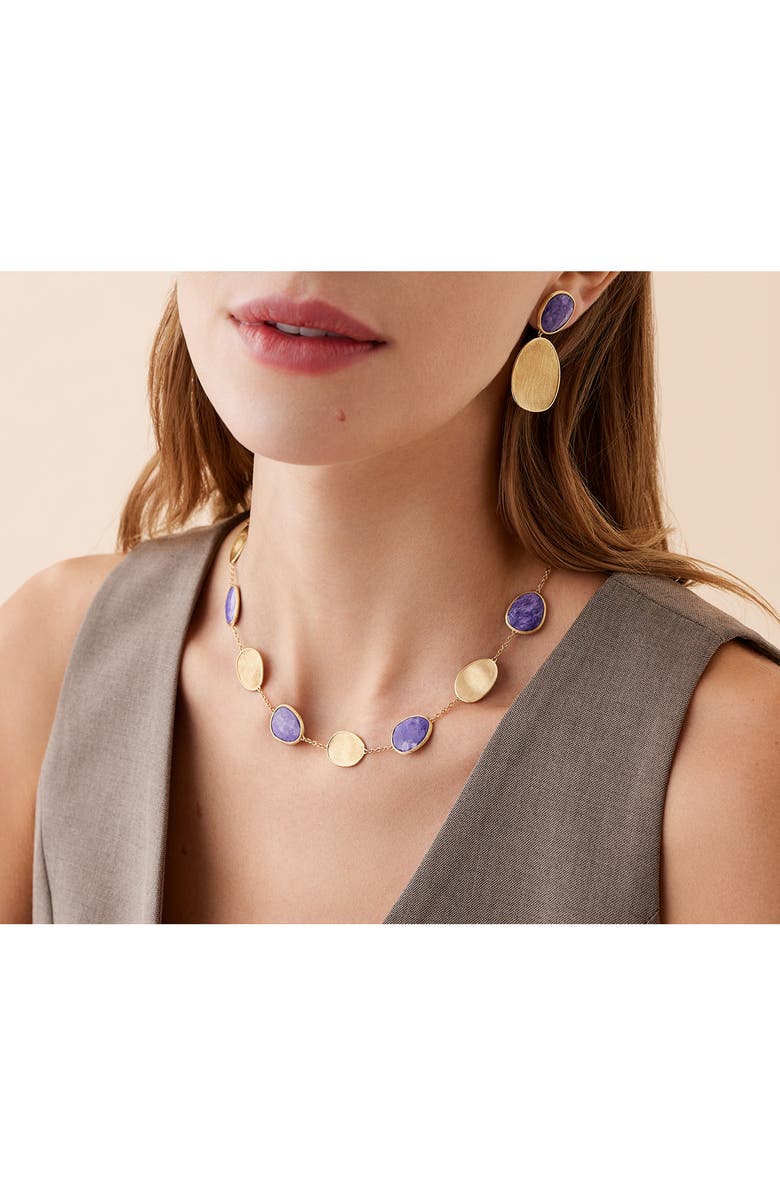 Marco Bicego Lunaria Charoite Station Necklace, Alternate, color, Gold
