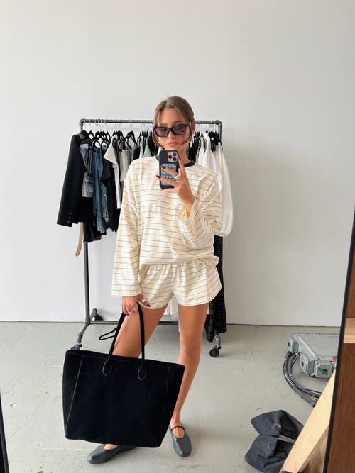 Weworewhat Long Sleeve Stripe Boxy Shirt