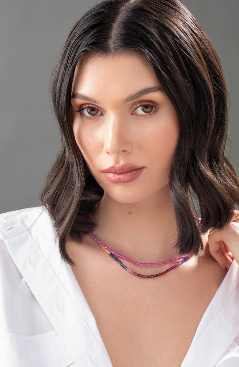 Bony Levy El Mar Sapphire Beaded Necklace, Alternate, color, 18Ky