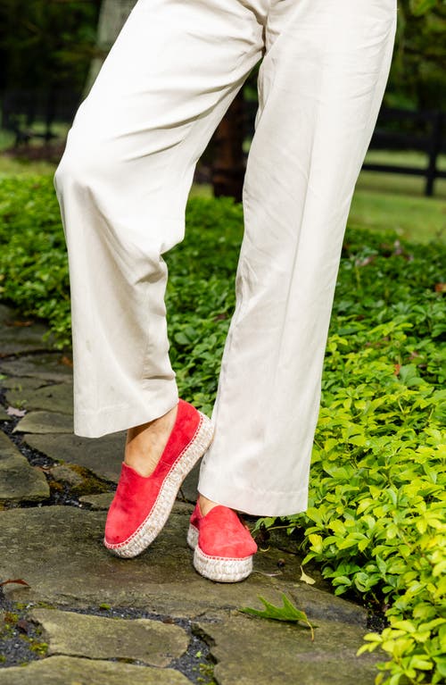 Patricia Green Avery Platform Epsadrille Flat In Red Suede