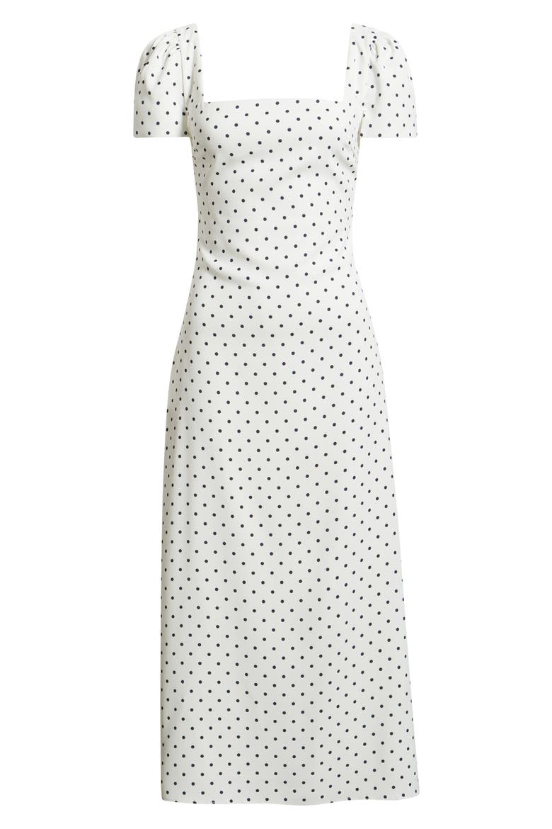 Polka Dot Square Neck Midi Slip Dress, Alternate, color, WHITE POLKA DOT