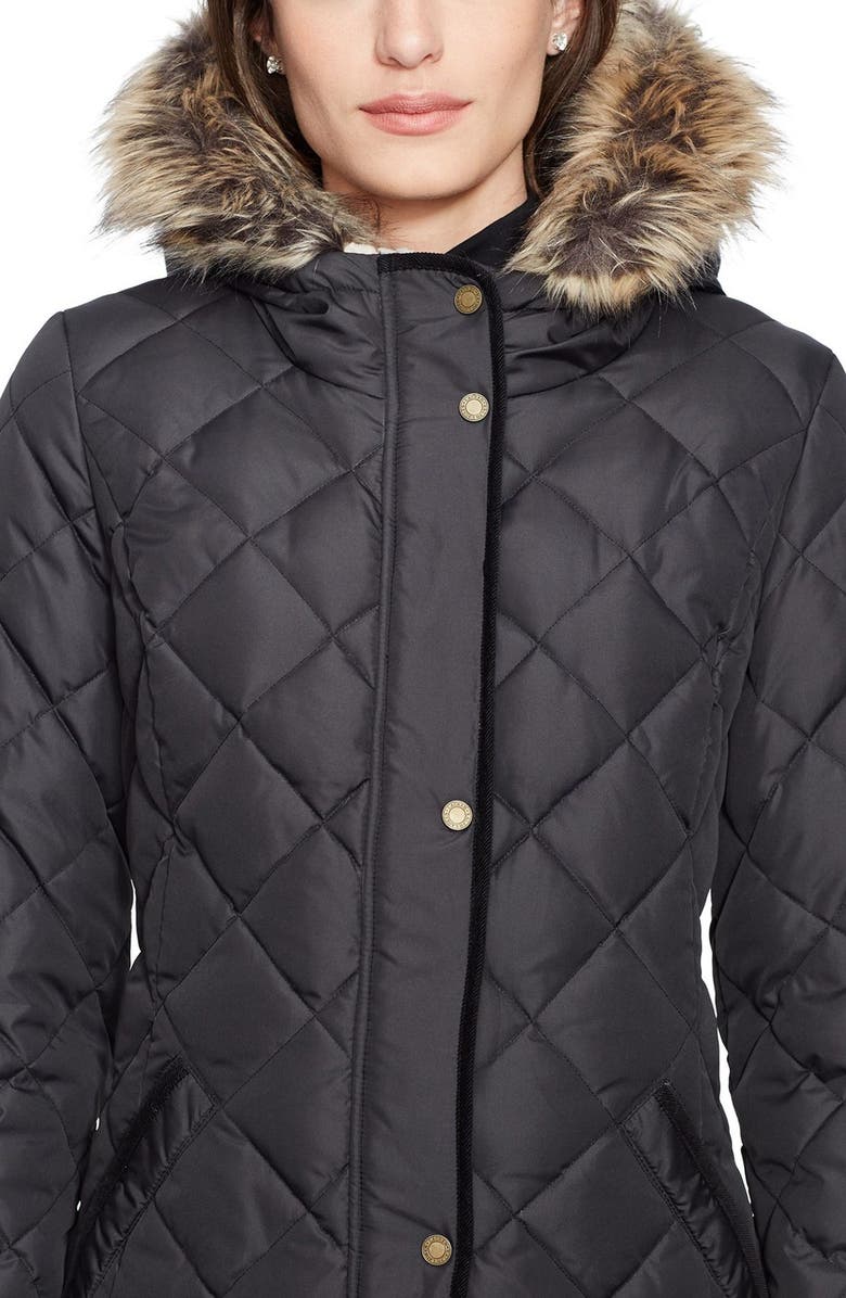 Lauren Ralph Lauren Faux Fur Trim Down & Feather Fill Parka, Alternate, color,