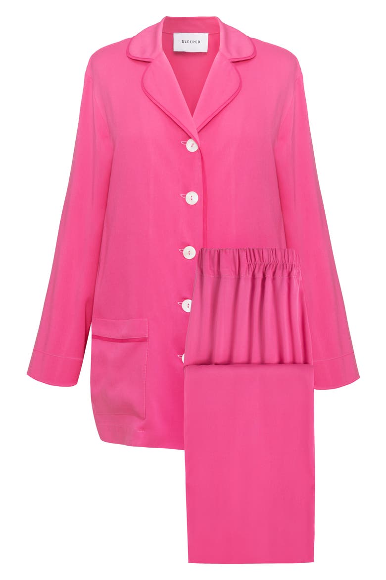 Party Double Feather Pajamas, Alternate, color, HOT PINK