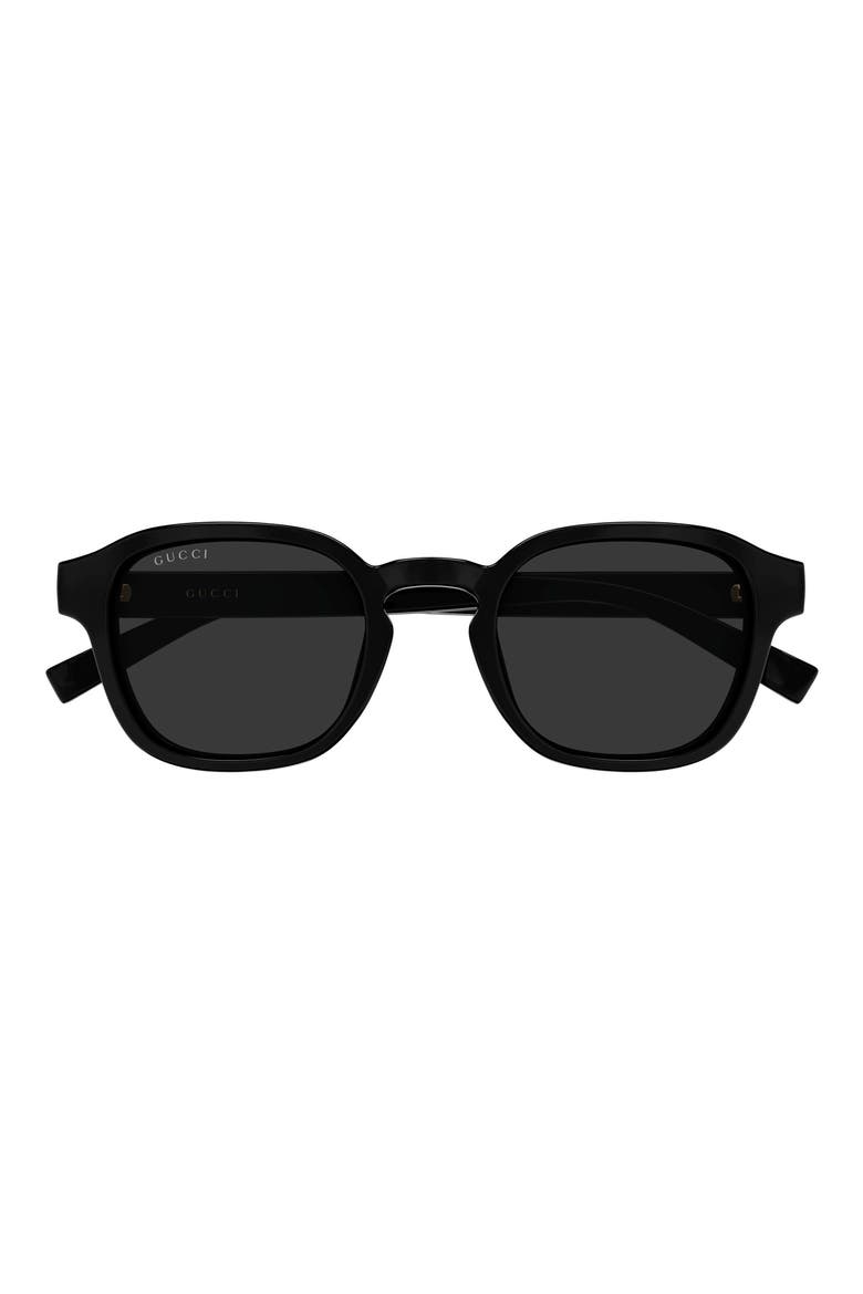 49mm Small Round Sunglasses, Main, color, SHINY SOLID BLACK