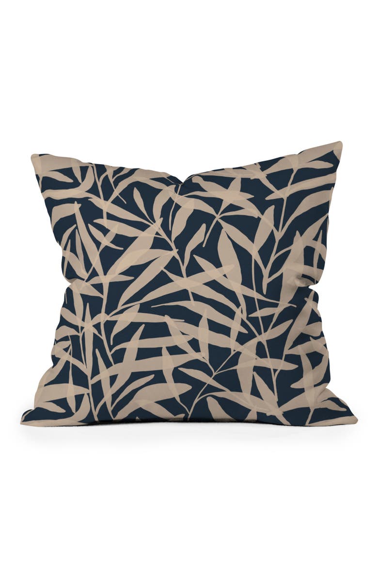 Leaf Print Throw Pillow, Main, color, BLUE