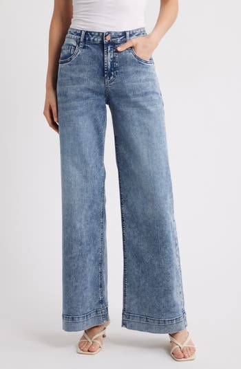 Hint Of Blu Love Wide Leg Jeans In Blue