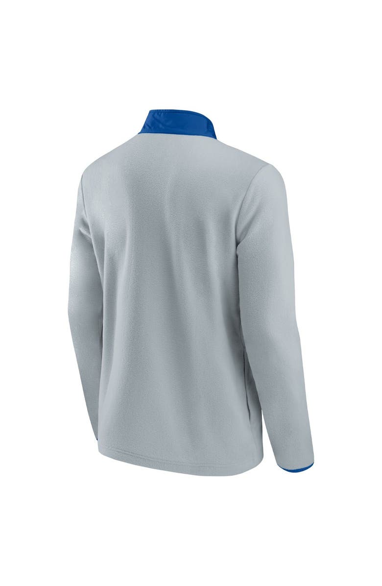 FANATICS Men's Fanatics Branded Gray/Blue New York Rangers Hockey Polar Fleece Quarter-Snap Jacket, Alternate, color, 