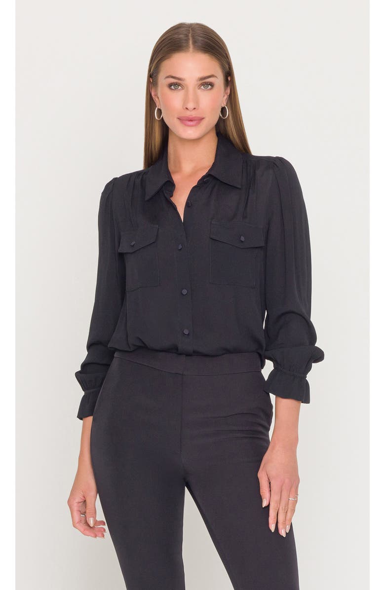 Generation Love Priya Georgette Shirt, Main, color, Black