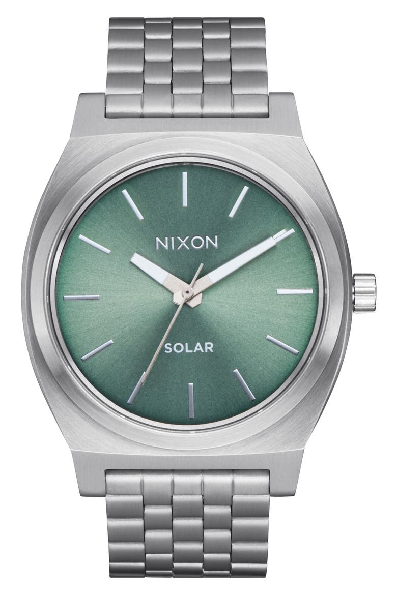 Time Teller Solar Bracelet Watch, 40mm, Main, color, SILVER / JADE SUNRAY