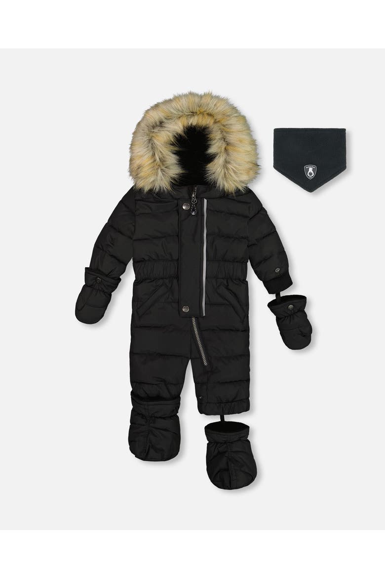 Baby Unisex One Piece Baby Snowsuit Black, Main, color, Anthracite