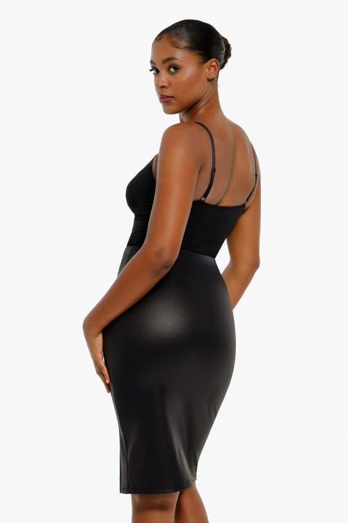 Popilush Shapewear Strappy Tummy Control Lace Inset Bodysuit In Midnight Black