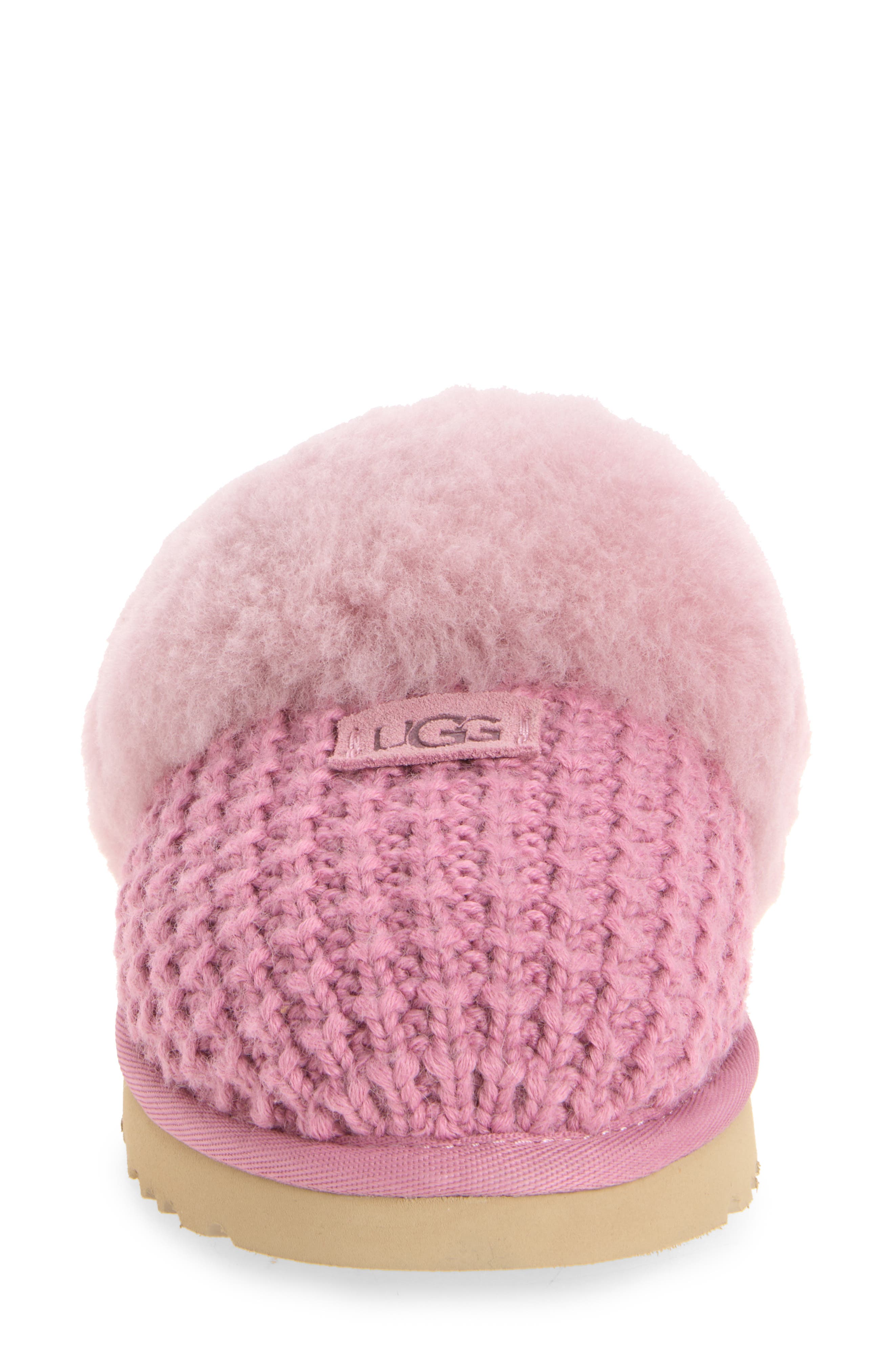 Cozy Knit Genuine Shearling Slipper, Alternate, color, DUSTY ORCHID
