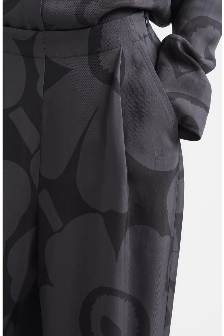 Nhtvyys Unikko Pleated Wide Leg Twill Pants, Alternate, color, BLACK/ DARK GREY