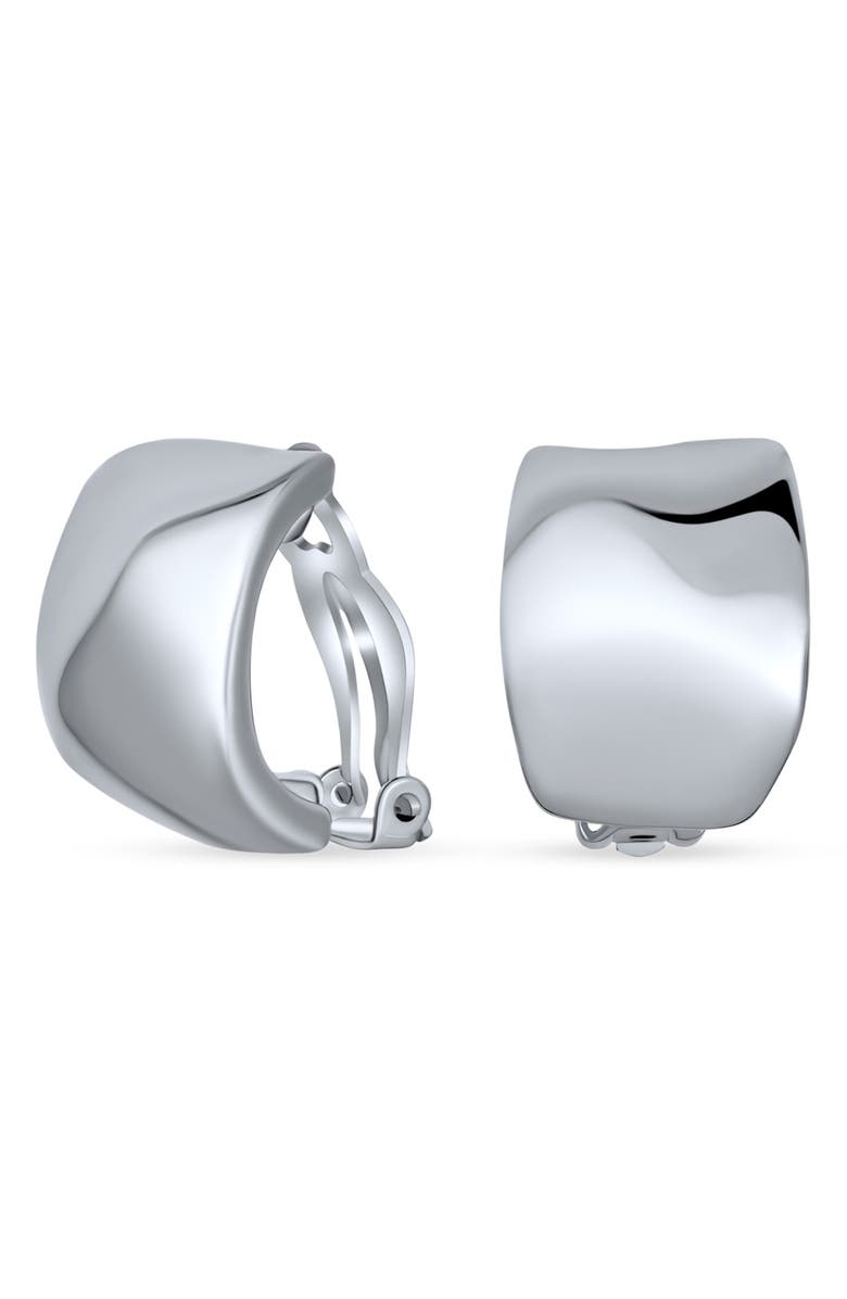 BLING JEWELRY Geometric Dome Clip-On Huggie Earrings, Alternate, color,