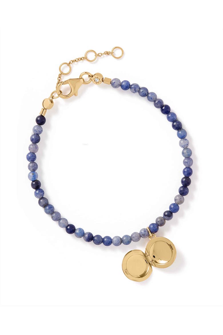 Gold Mini Biography Blue Aventurine Locket Bracelet, Alternate, color, Gold