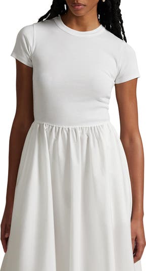 Short Sleeve Cotton Midi Dress