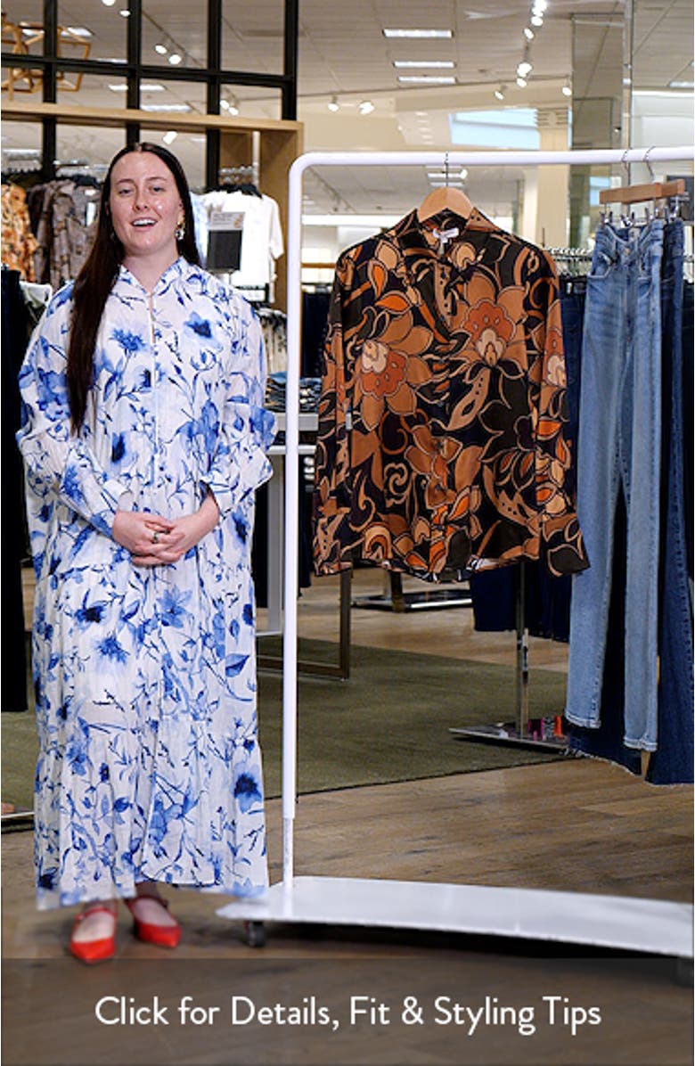 Retro Floral Stretch Silk Bitton-Up Shirt, sales video thumbnail