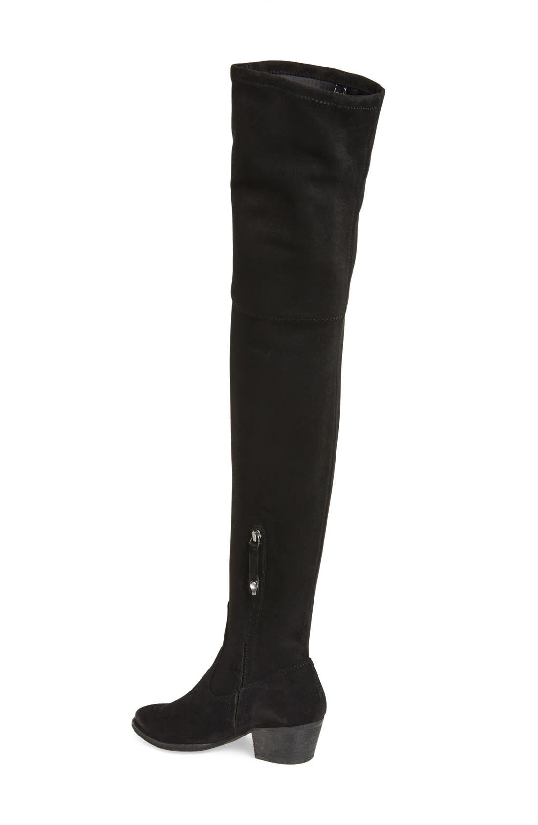 'Sparrow' Thigh High Almond Toe Boot, Alternate, color, BLACK SUEDE