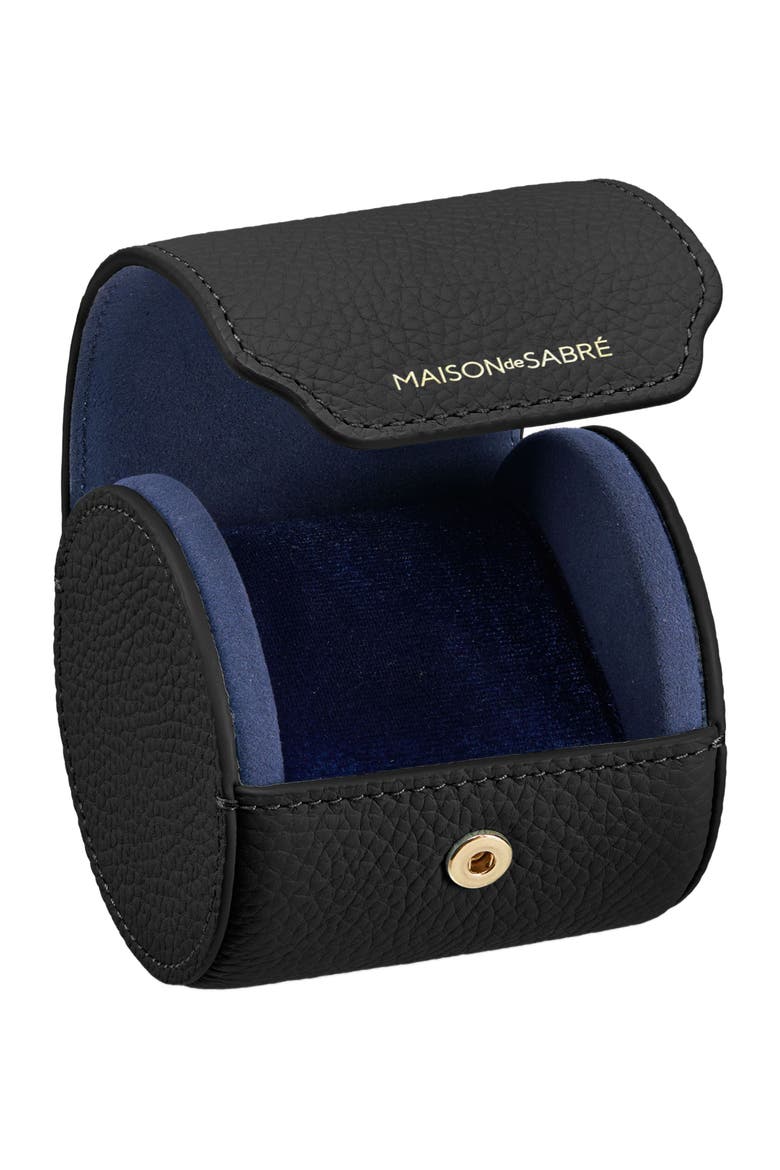 Leather Watch Roll, Alternate, color, Black Caviar