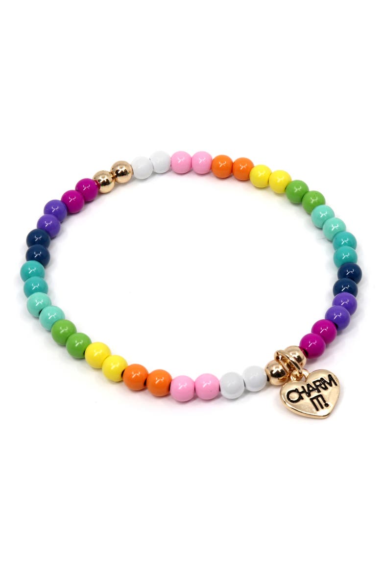 CHARM IT® Rainbow Stretch Beaded Bracelet, Main, color, RAINBOW
