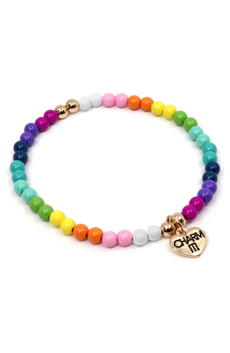 CHARM IT!<sup>®</sup> CHARM IT<sup>®</sup> Rainbow Stretch Beaded Bracelet, Main, color, Rainbow