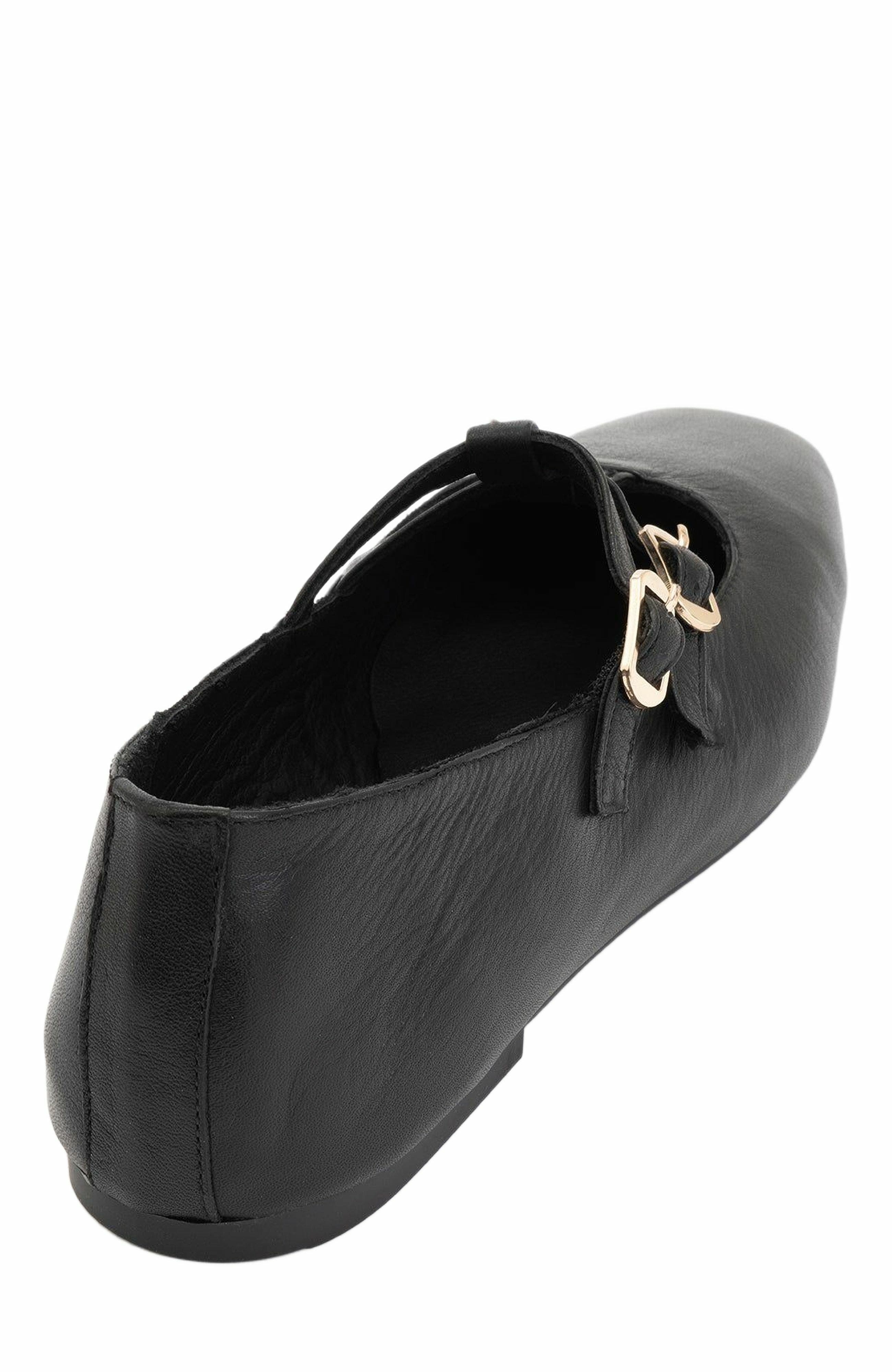 Forever & Always Shoes Starling Leather Mary Jane Flats, Alternate, color, Black Leather