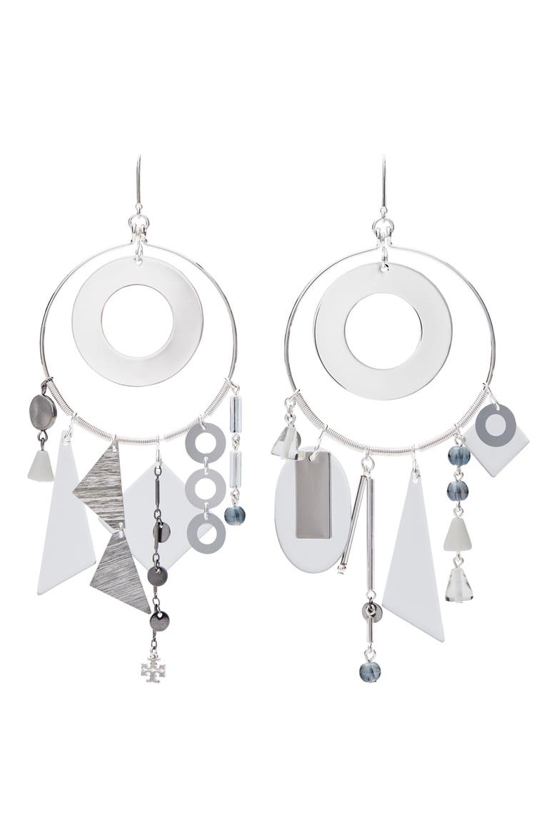 Galaxy Hoop Earrings, Main, color, LIGHT SILVER / WHITE