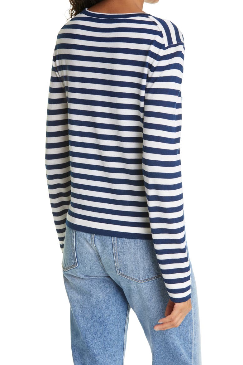 Mercer Merino Wool Crewneck, Alternate, color, NAVY STRIPE