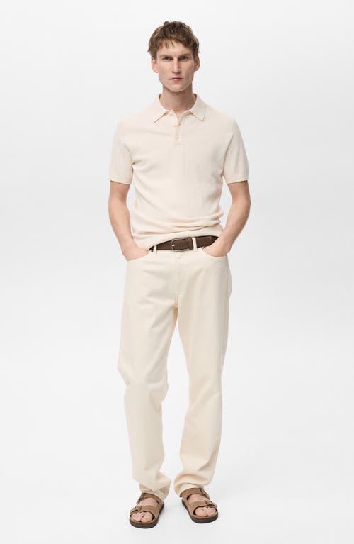 Mango Slim Fit Polo In Ivory White