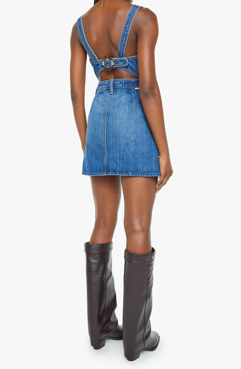 MOTHER The Over It Denim Minidress, Alternate, color, Green Thumb