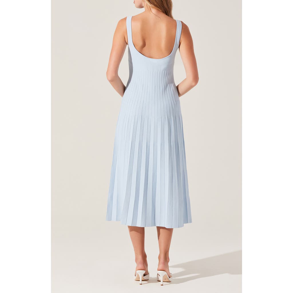 Astr The Label Aylin Pleated Sweater Midi Dress In Blue