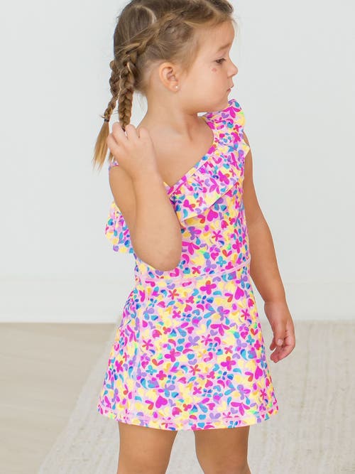 Shop Rufflebutts Girls Active Tennis Dress And Bike Short Set In Vibrant Neon