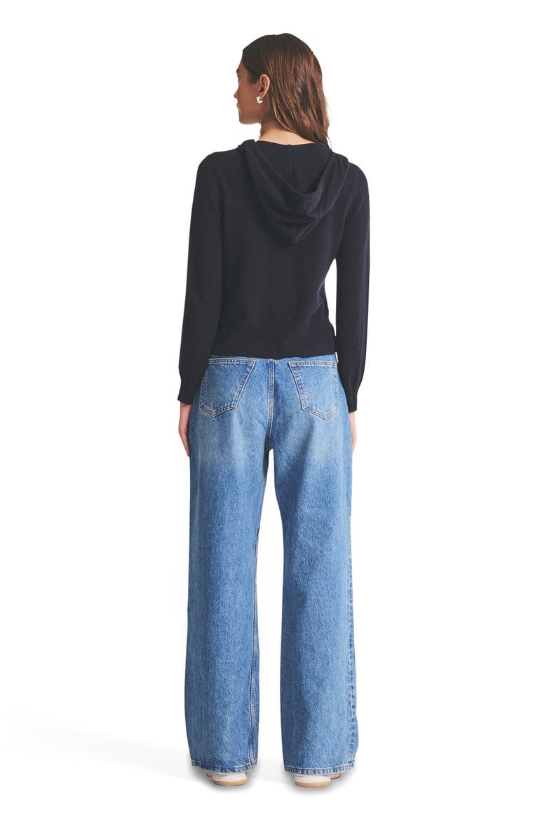 Signature Cashmere Cropped Hoodie, Alternate, color, Navy