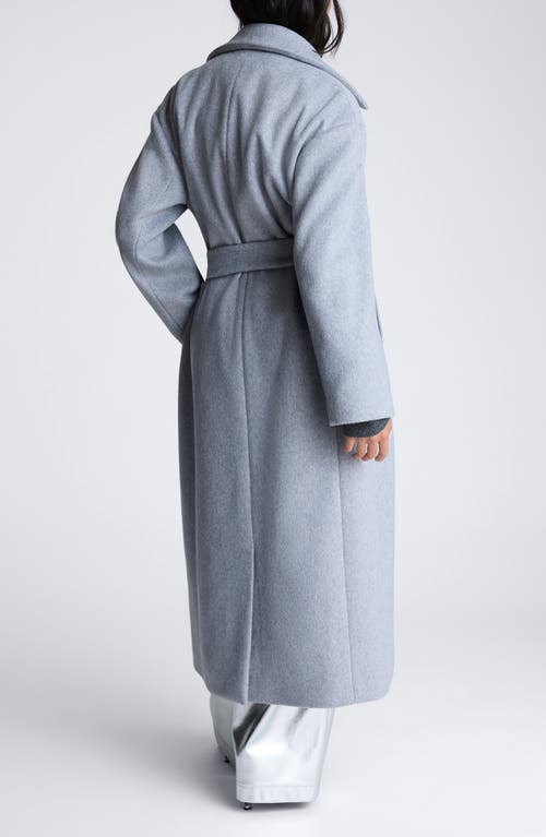 Kenneth Cole Tie Belt Brushed Felt Trench Coat In Light Heather Grey